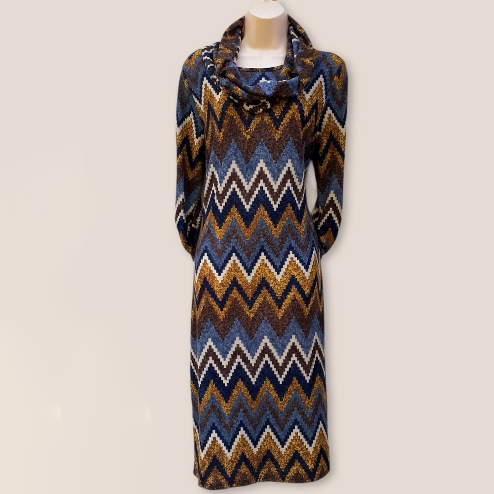 NWT Women's Robert Louis Chevron Pattern Dress w/Scarf